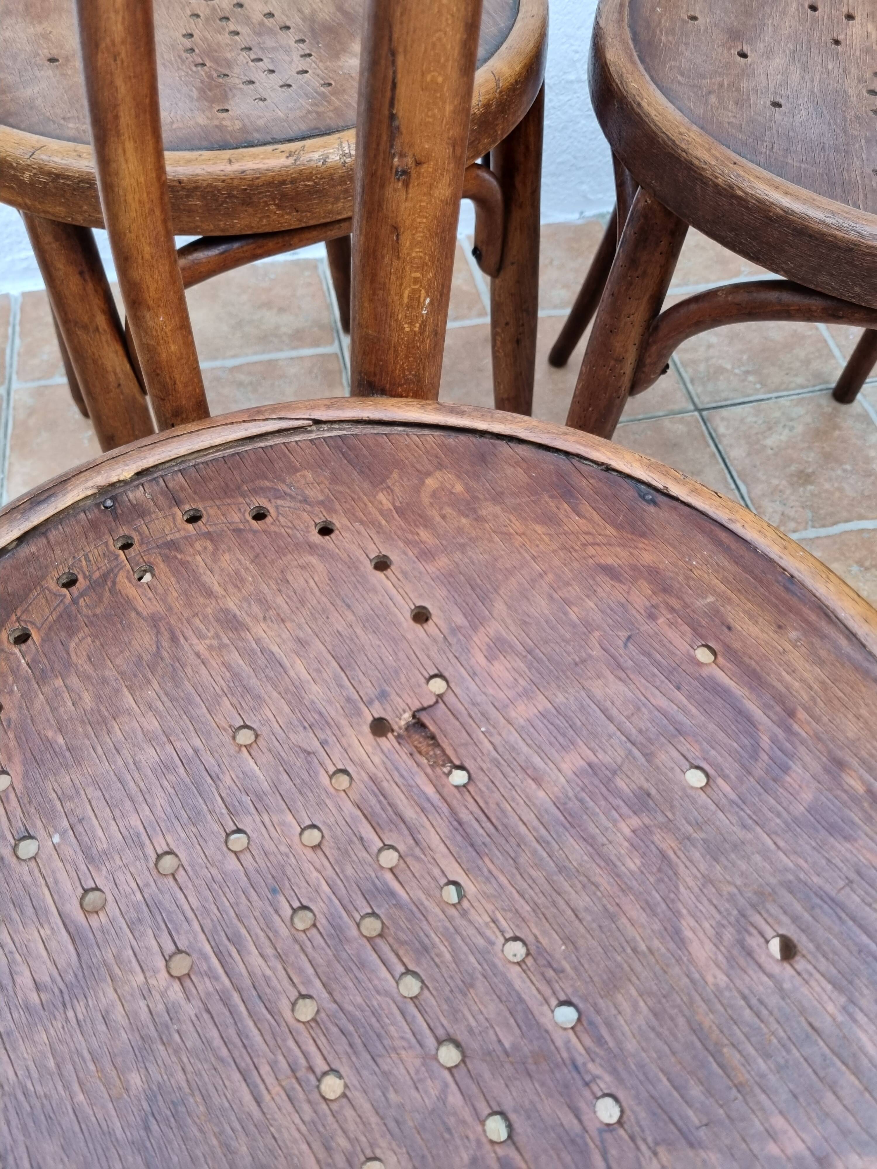 Set of 4 bentwood bistro chairs, stamped "Jacob & Josef Kohn", late 19th century