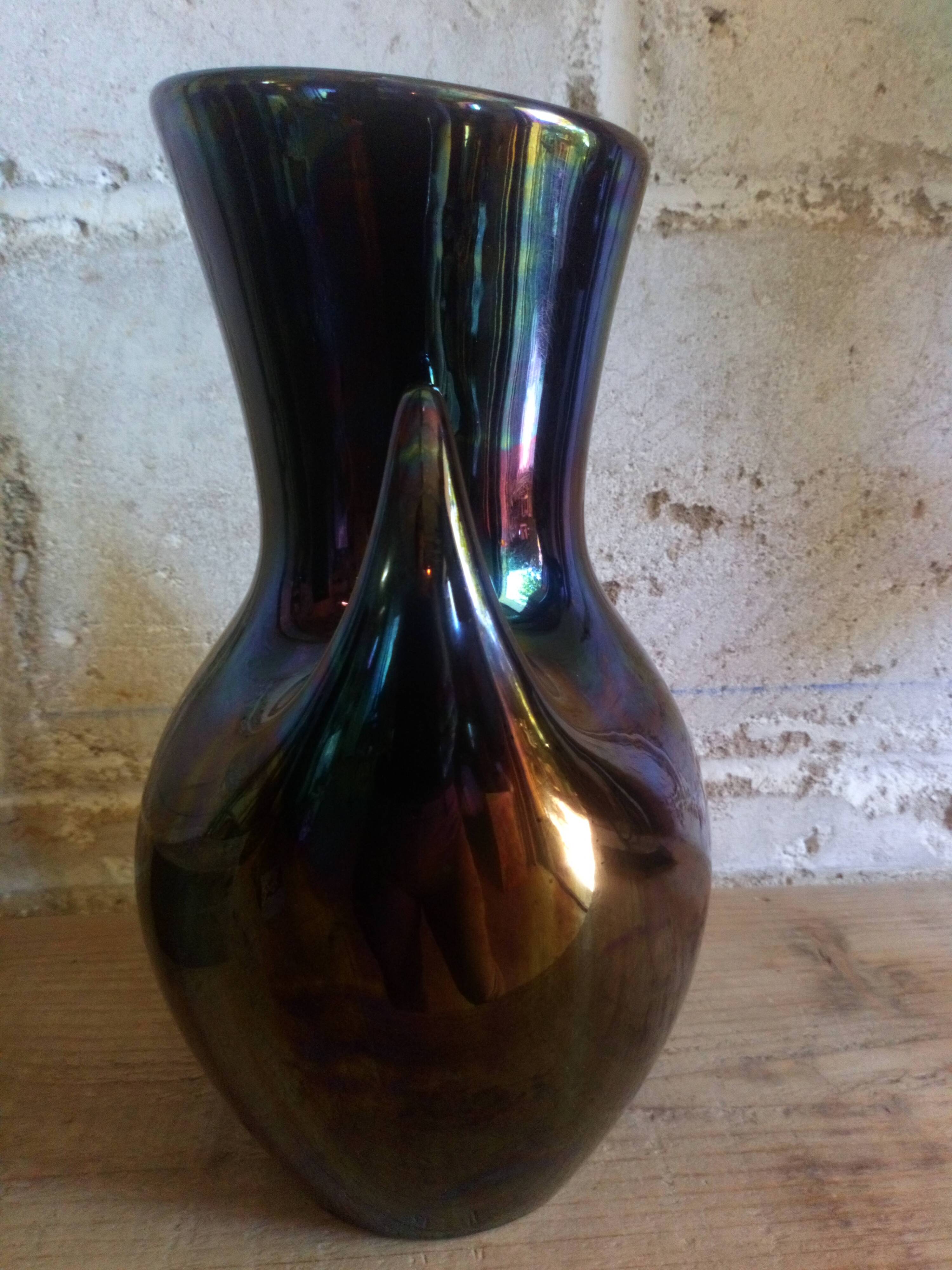 Vase with vintage Verceram ceramic arms