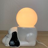 Ceramic dog lamp and opal globe