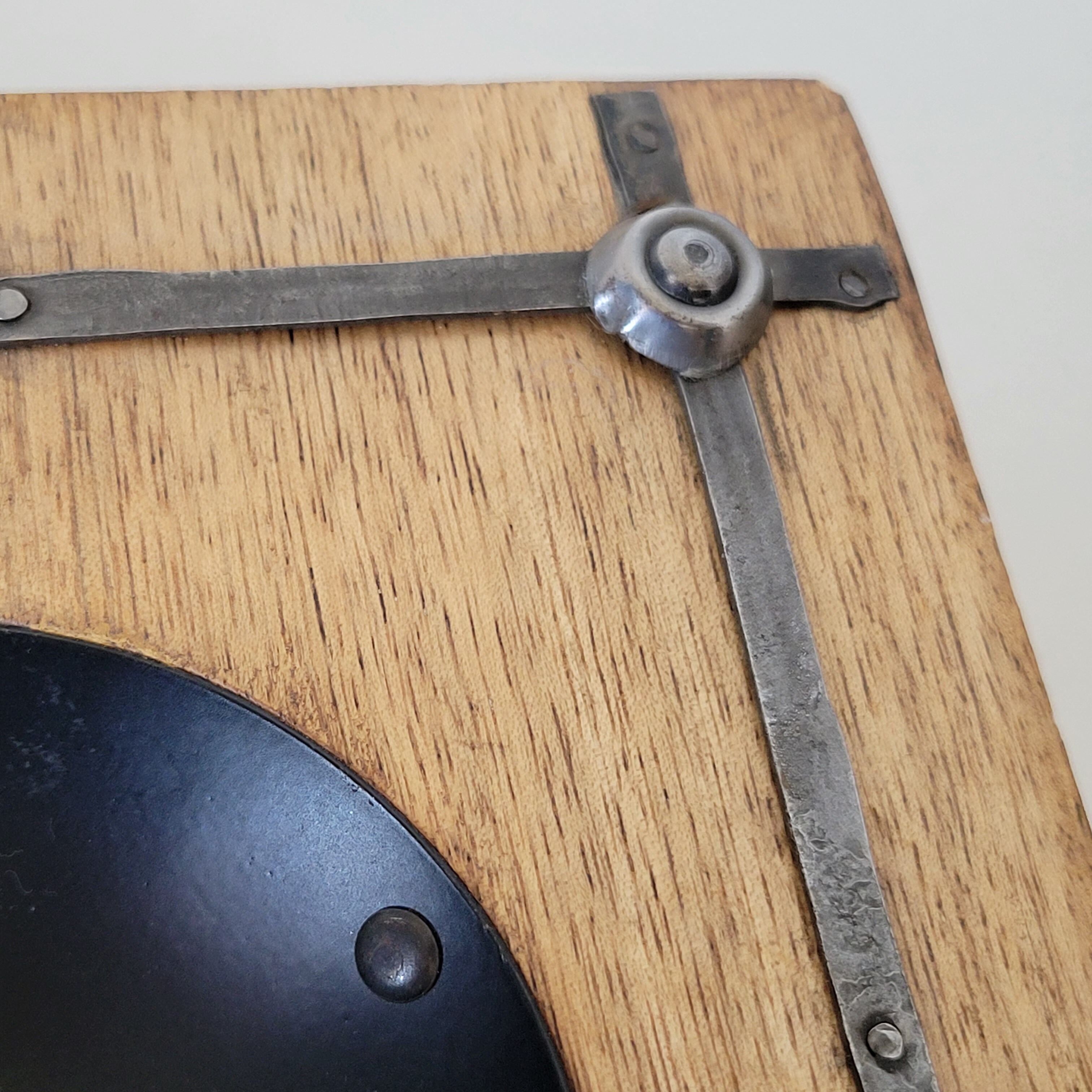 Ashtray empty pocket brutalist industrial metal and wood