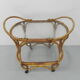 Bamboo, rattan serving trolley on castors