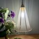 Vintage tulip pendant light in white and gold frosted glass