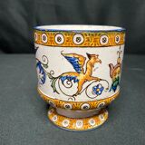 Gien, polychrome earthenware vase Renaissance XXth century