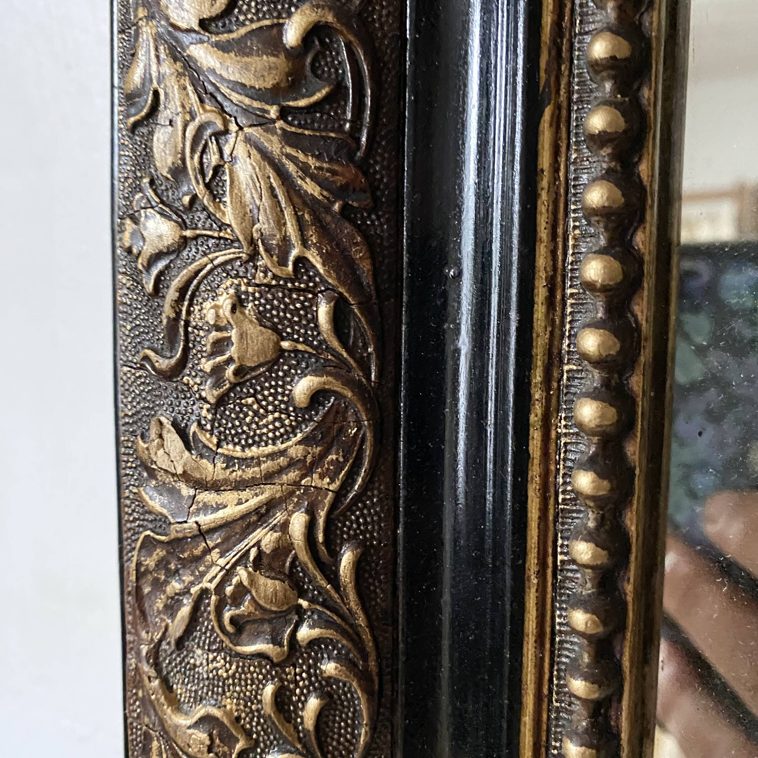 Antique Louis Philippe mirror in black and gold, 93X68cm
