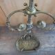 Old bronze fireplace servant decor medallion shovel clamp brooms