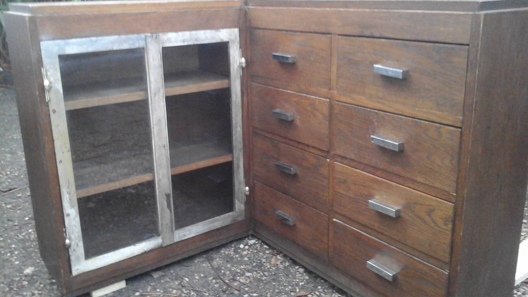 Oak art deco corner unit