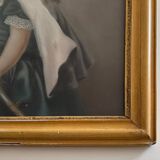 Watercolor on paper portrait of a young girl with a sword 19th century