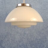 Art Deco opaline pendant with chromes suspension. 1930/40's