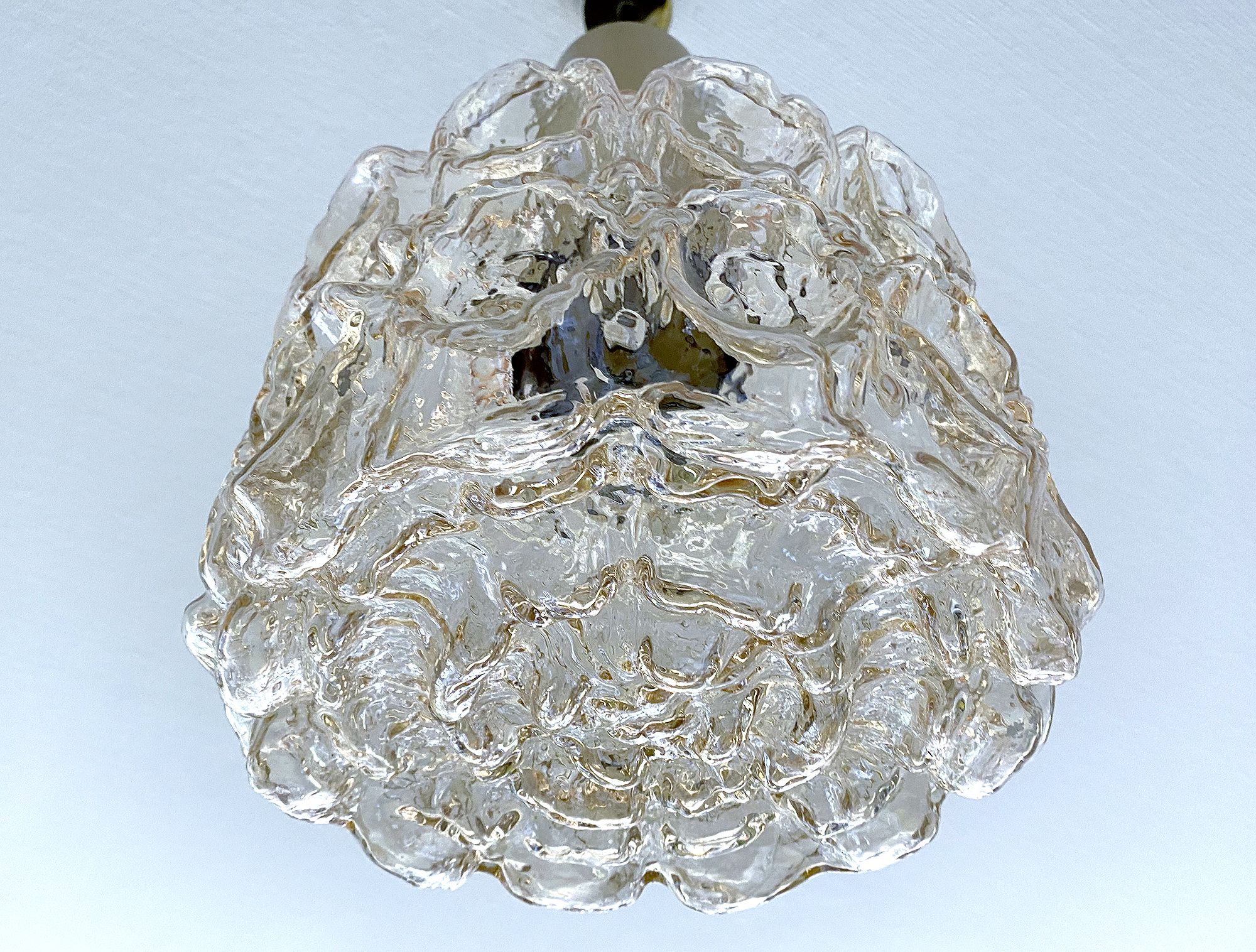 Vintage Pendant Lamp Limburg, Brass & Glass, 70s