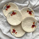 5 sous tasse à café en faïence fleurs vintage Digoin Sarreguemines 9225