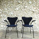 Pair armchairs 3270 butterfly series Arne Jacobsen for Fritz Hansen, vintage 1964