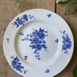 Plate with blue floral decoration KG Luneville