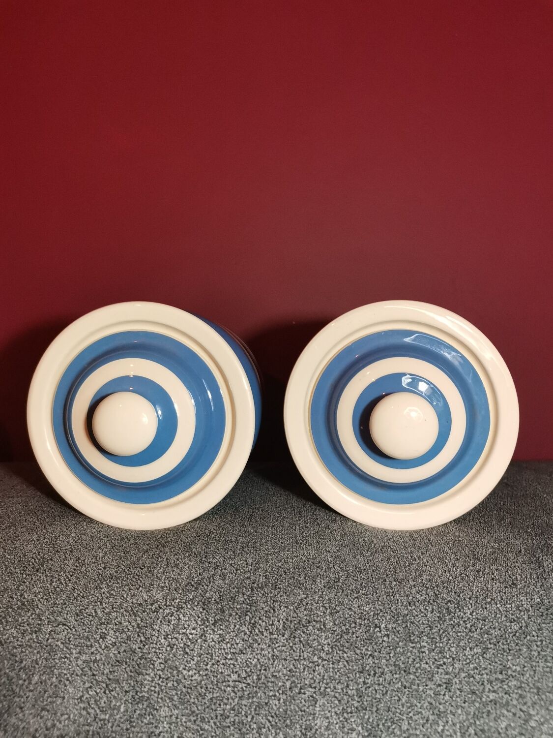 Blue striped kitchen pot