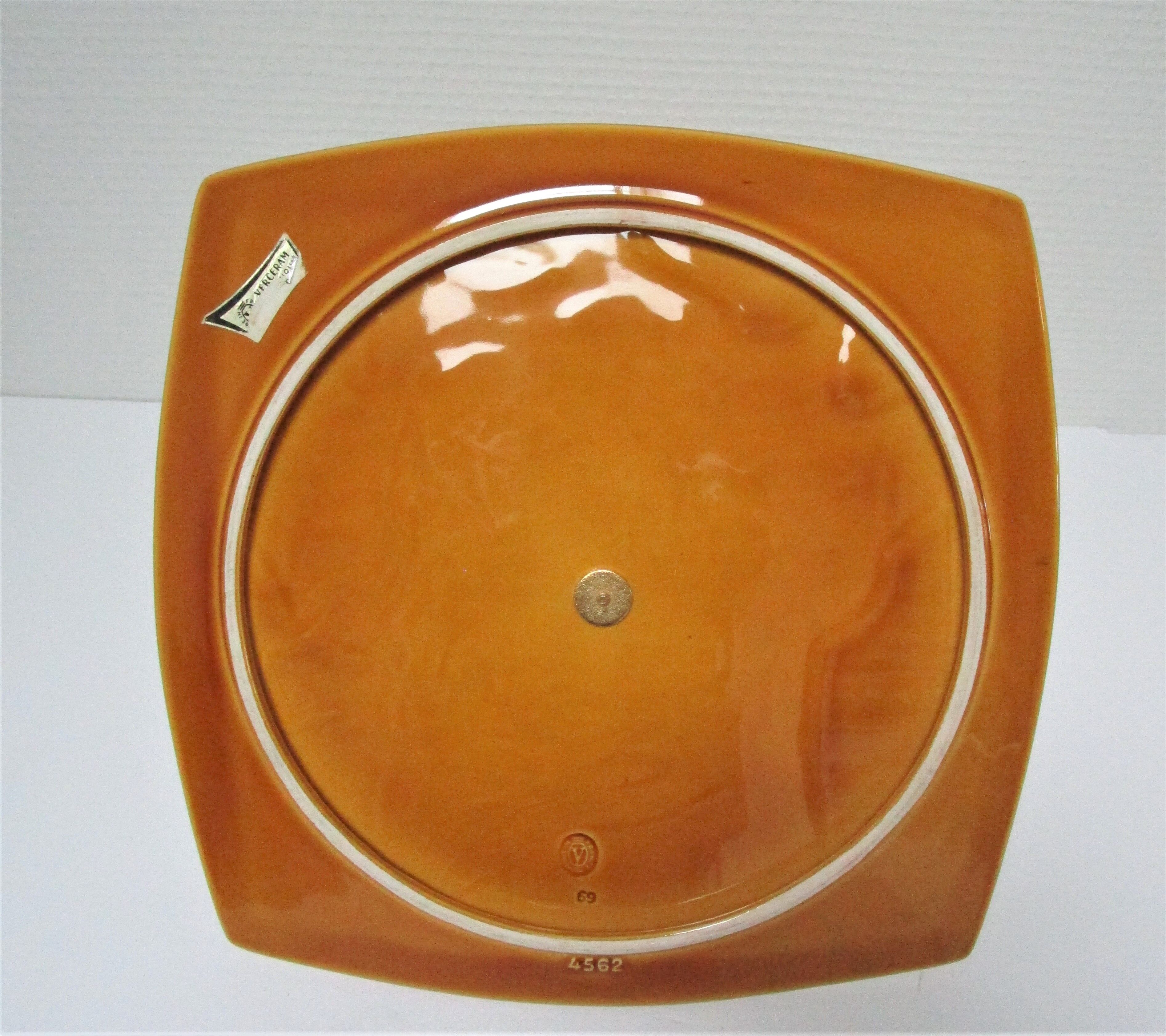 Ceramic cheese platter modernist rooster 60s