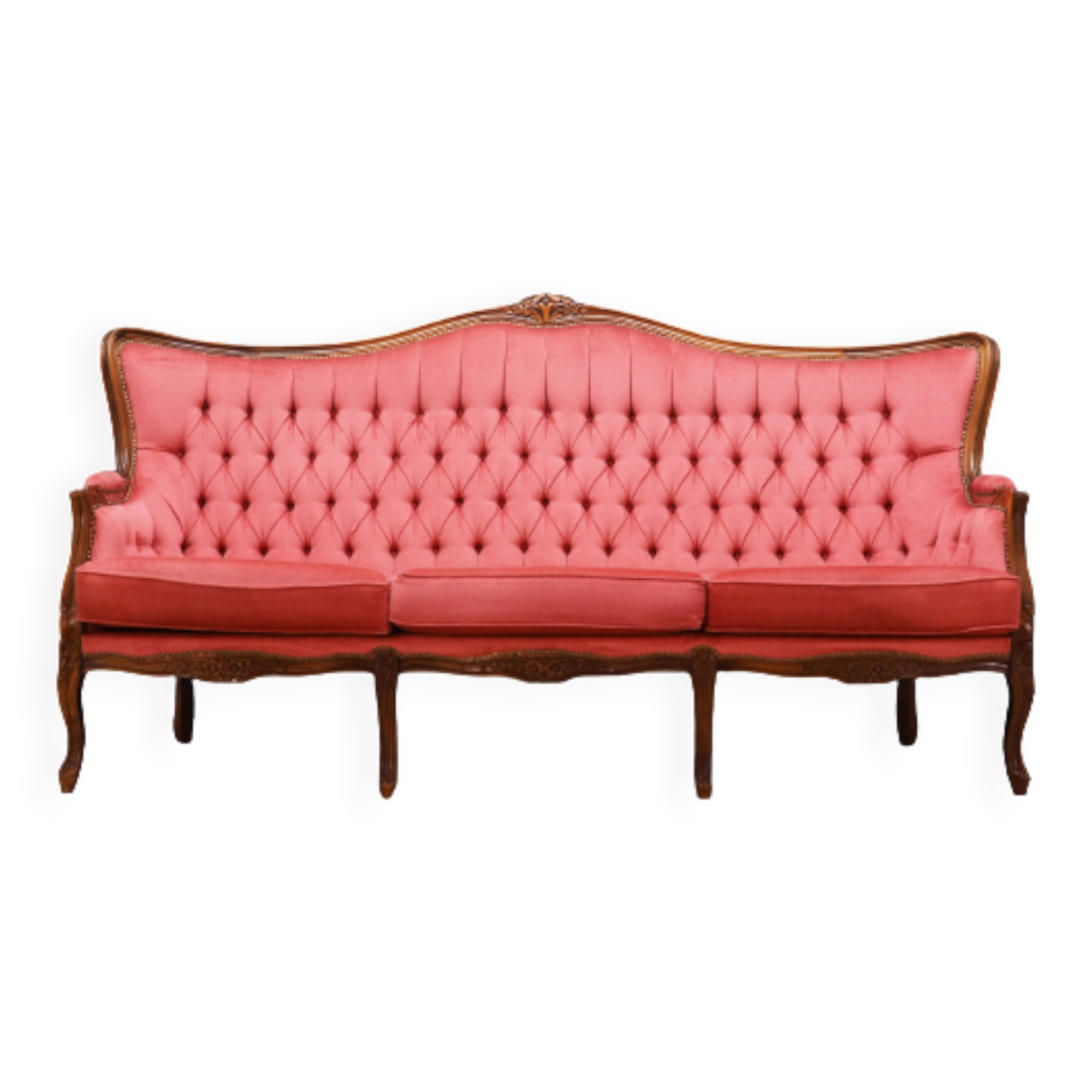 Canapé en velours rose, design suédois, années 1980