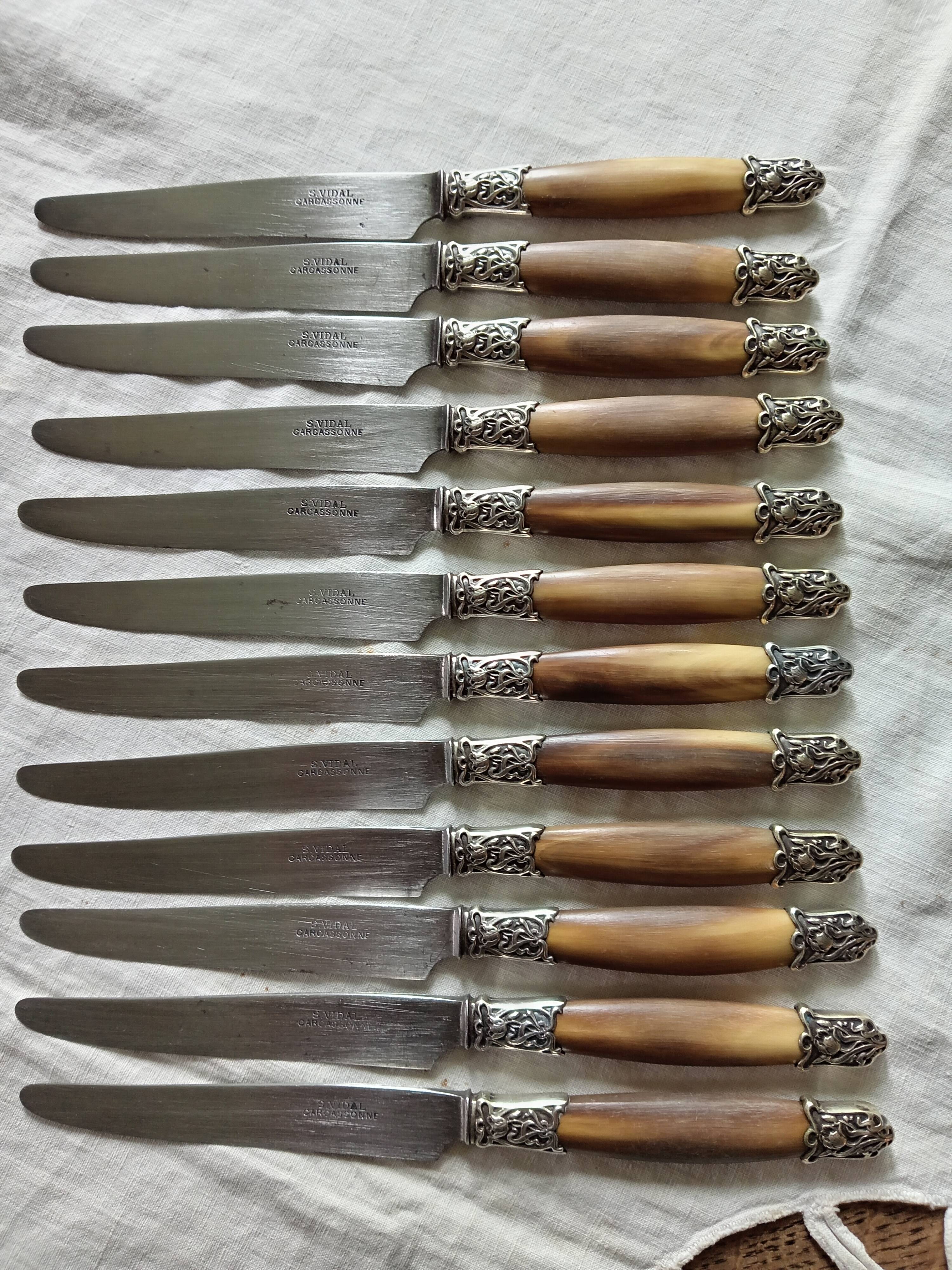 Set of twelve Art Nouveau dessert knives