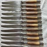 Set of twelve Art Nouveau dessert knives
