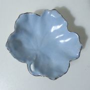antique blue and gold leaf dish in Limoges porcelain