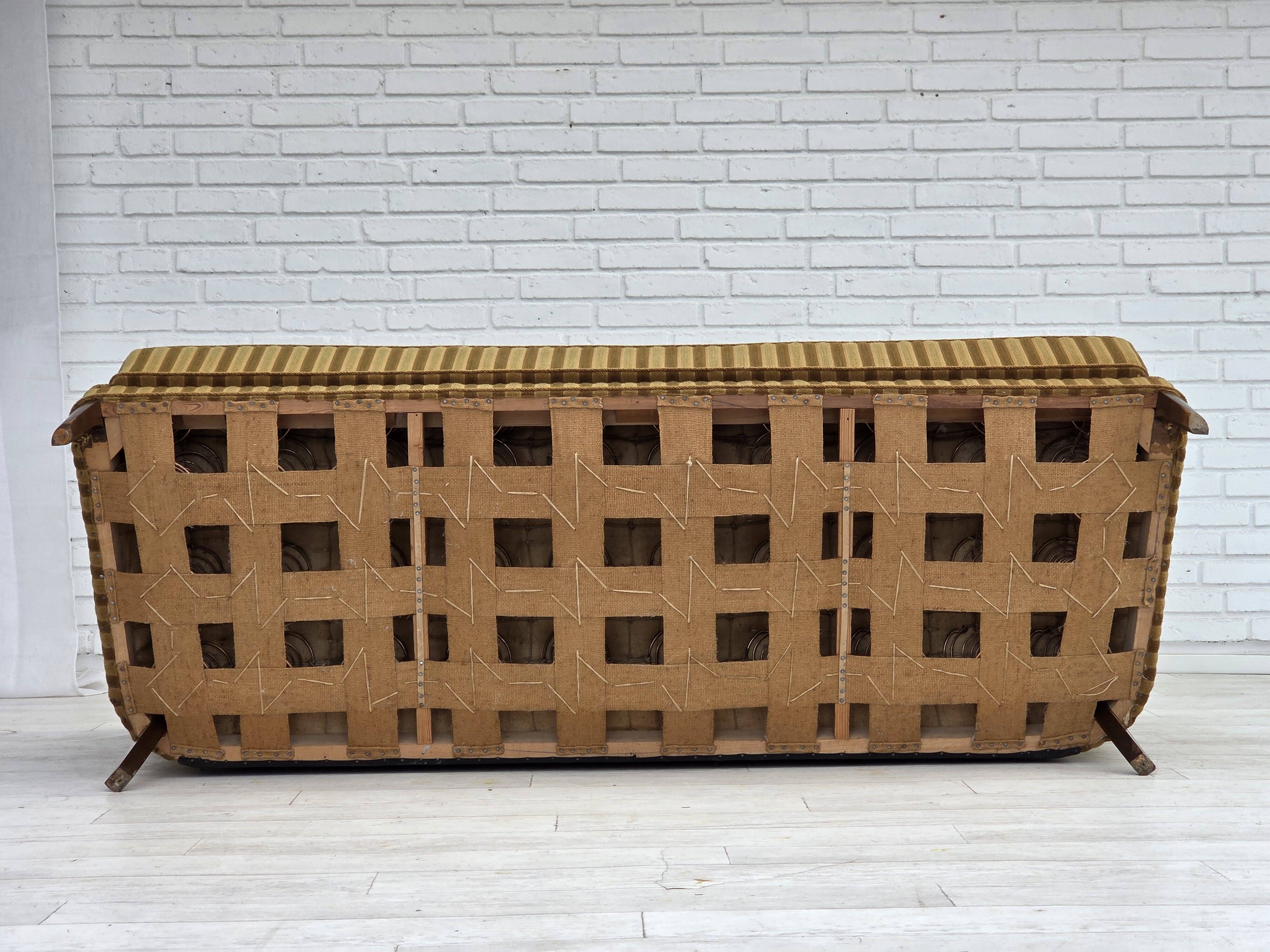 1960s, 3-seater Danish sofa, green furniture wool, original condition.