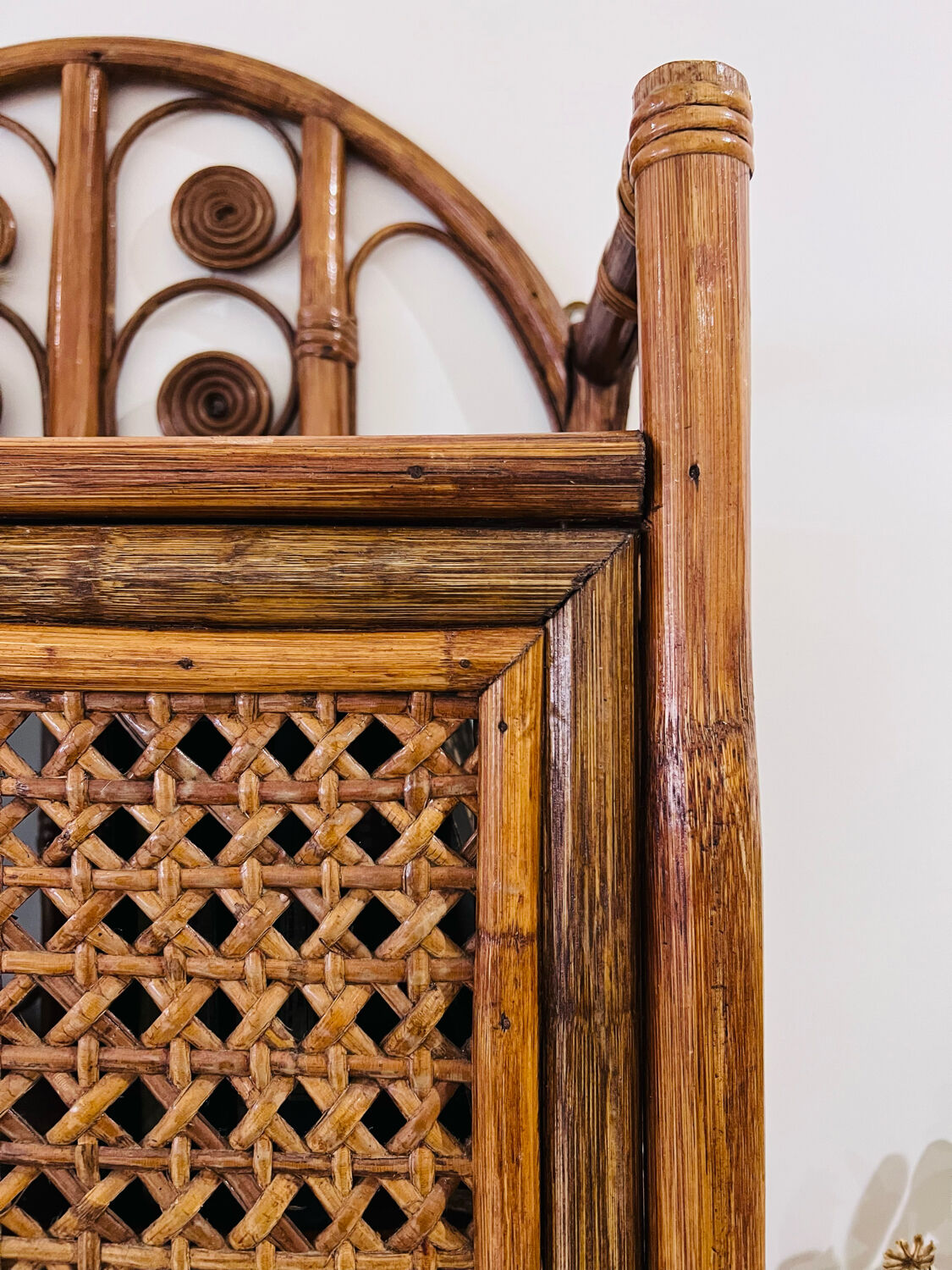 Vintage rattan wall shelf
