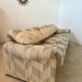 Ancien canapé Maralunga 3 places design italien des années 70 Cassina tissu patchwork