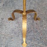 Minimalist brutalist gold metal pedestal table