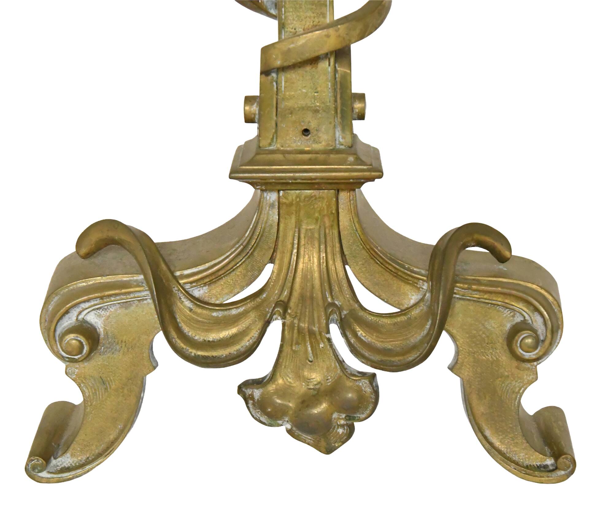 Pair of gilded bronze andirons decorated with serpents.