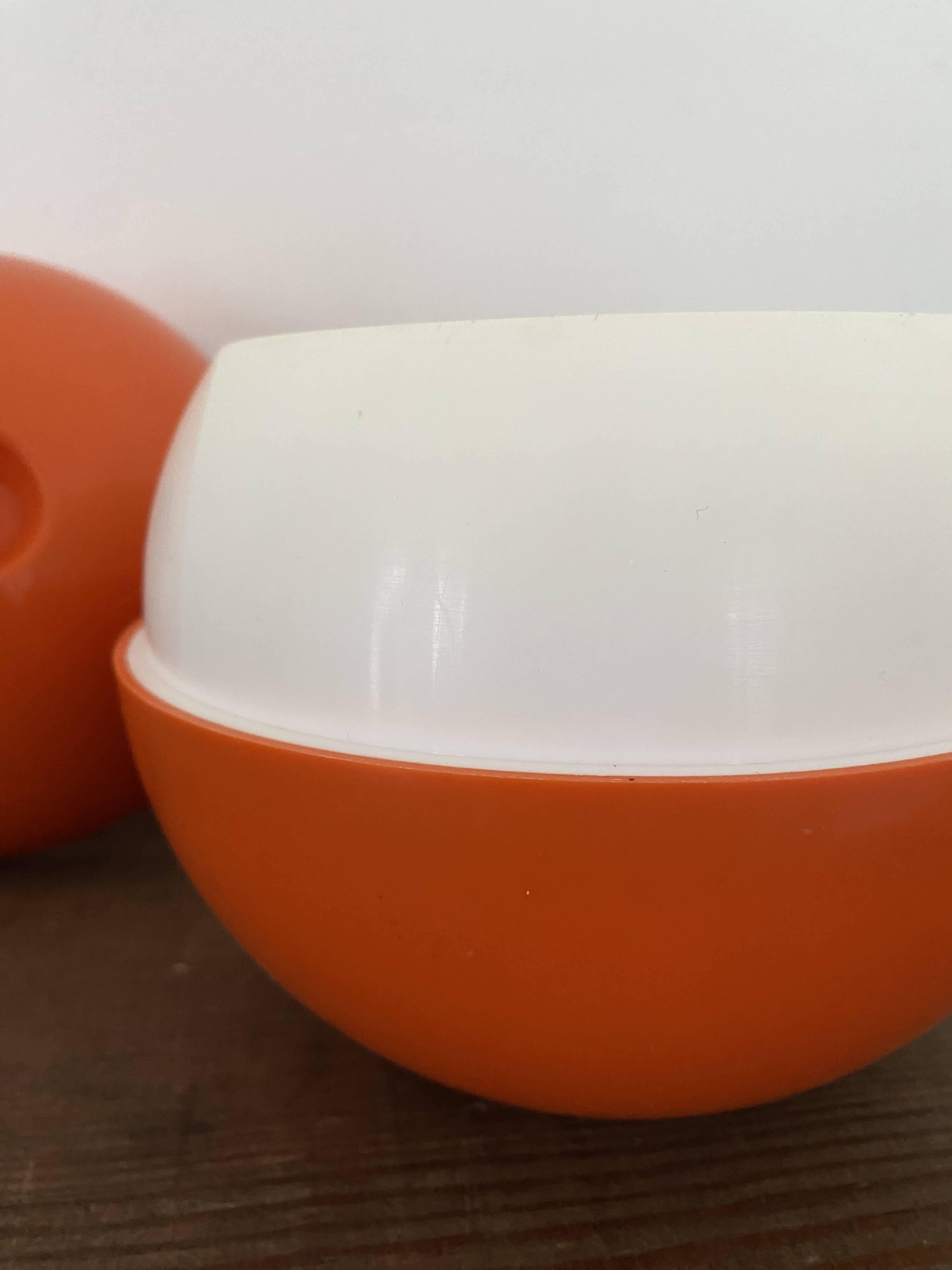 Vintage orange bucket in the shape of a FASYL bowling ball, diameter 18 cm