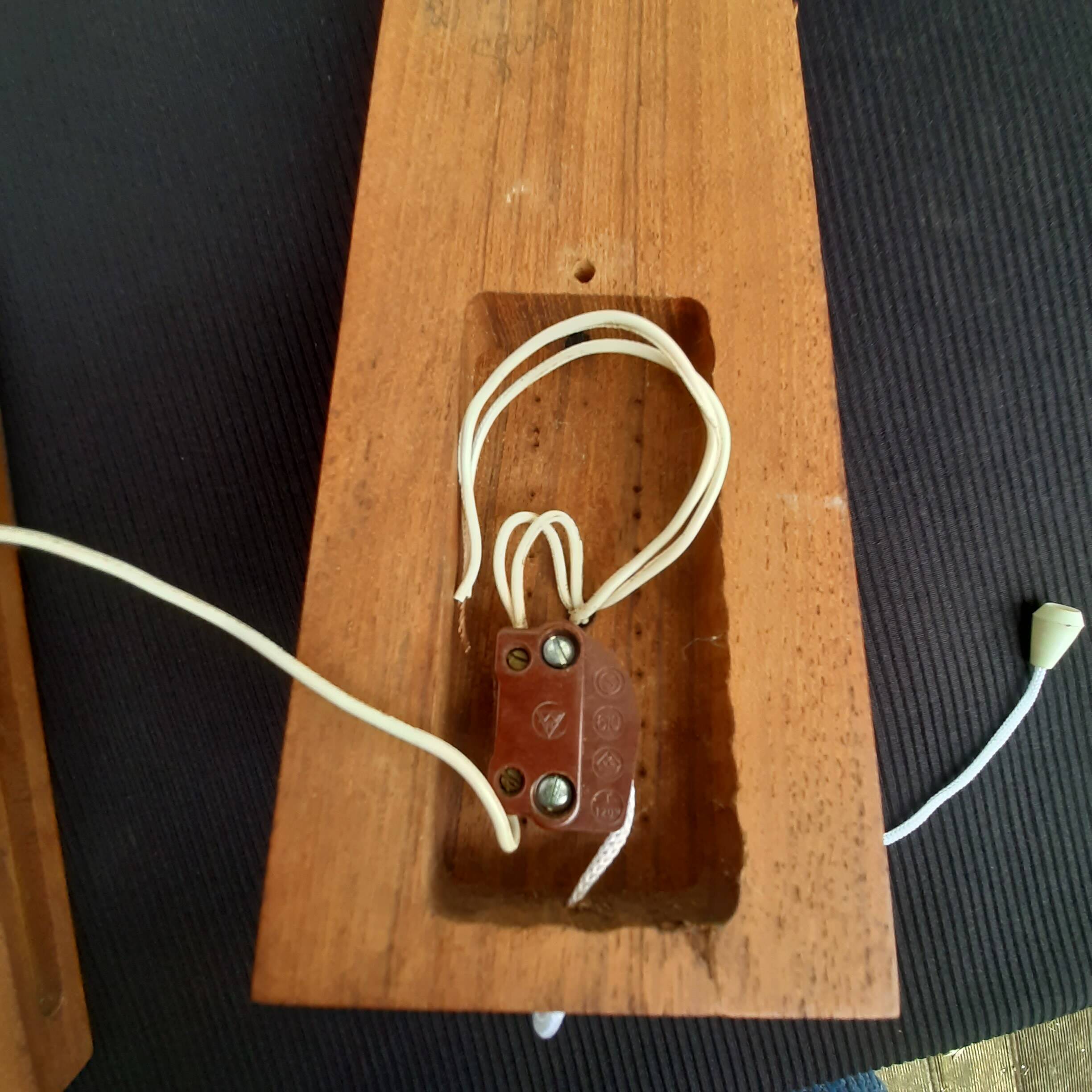 Pair of Scandinavian Perpex and teak wall lights