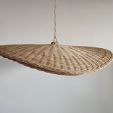 Rattan suspension or shade in the shape of a braided undulating circular tray d:80