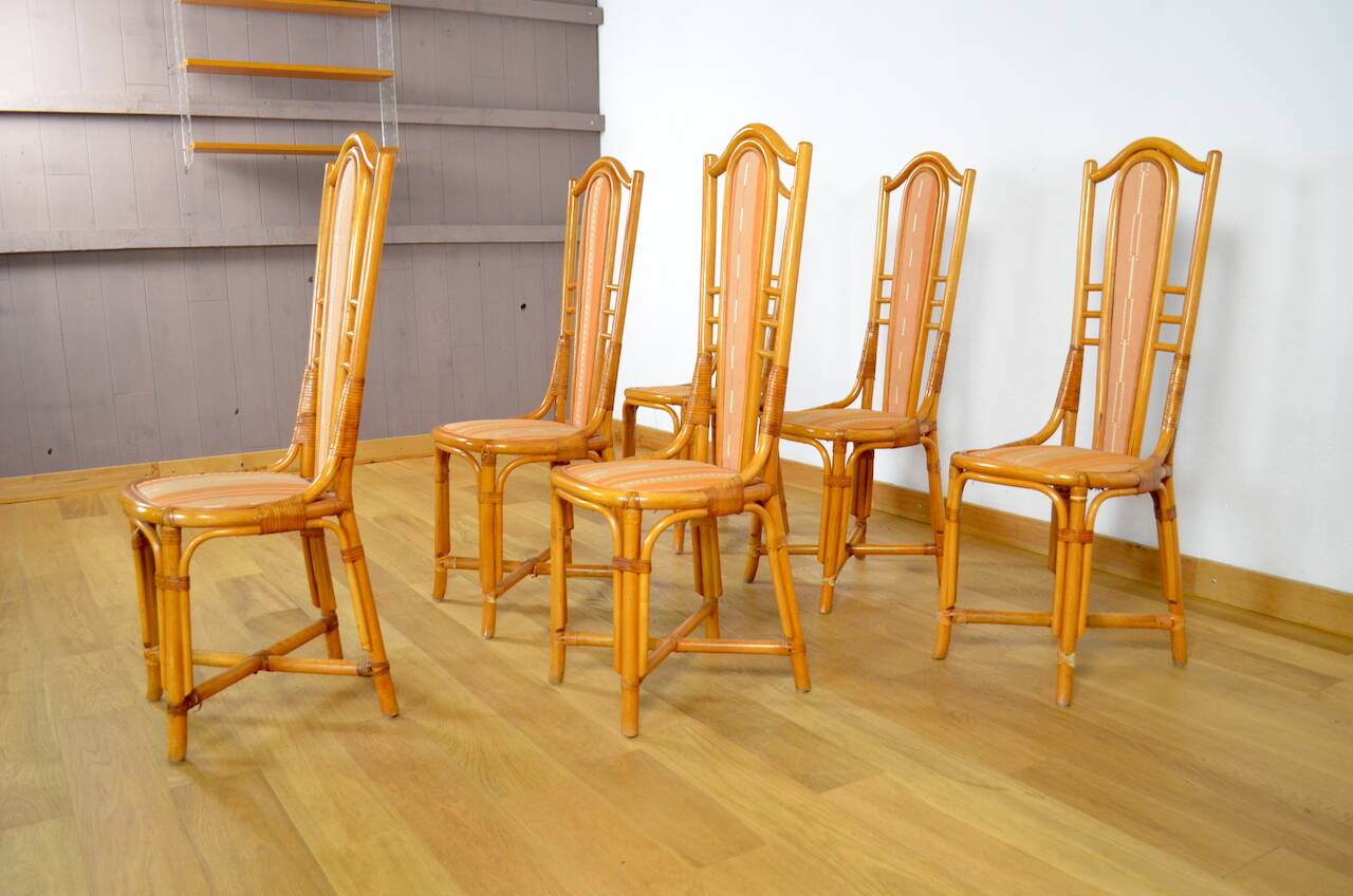 6 Vintage Bamboo & Rattan Chairs from the 1970s / 1980s