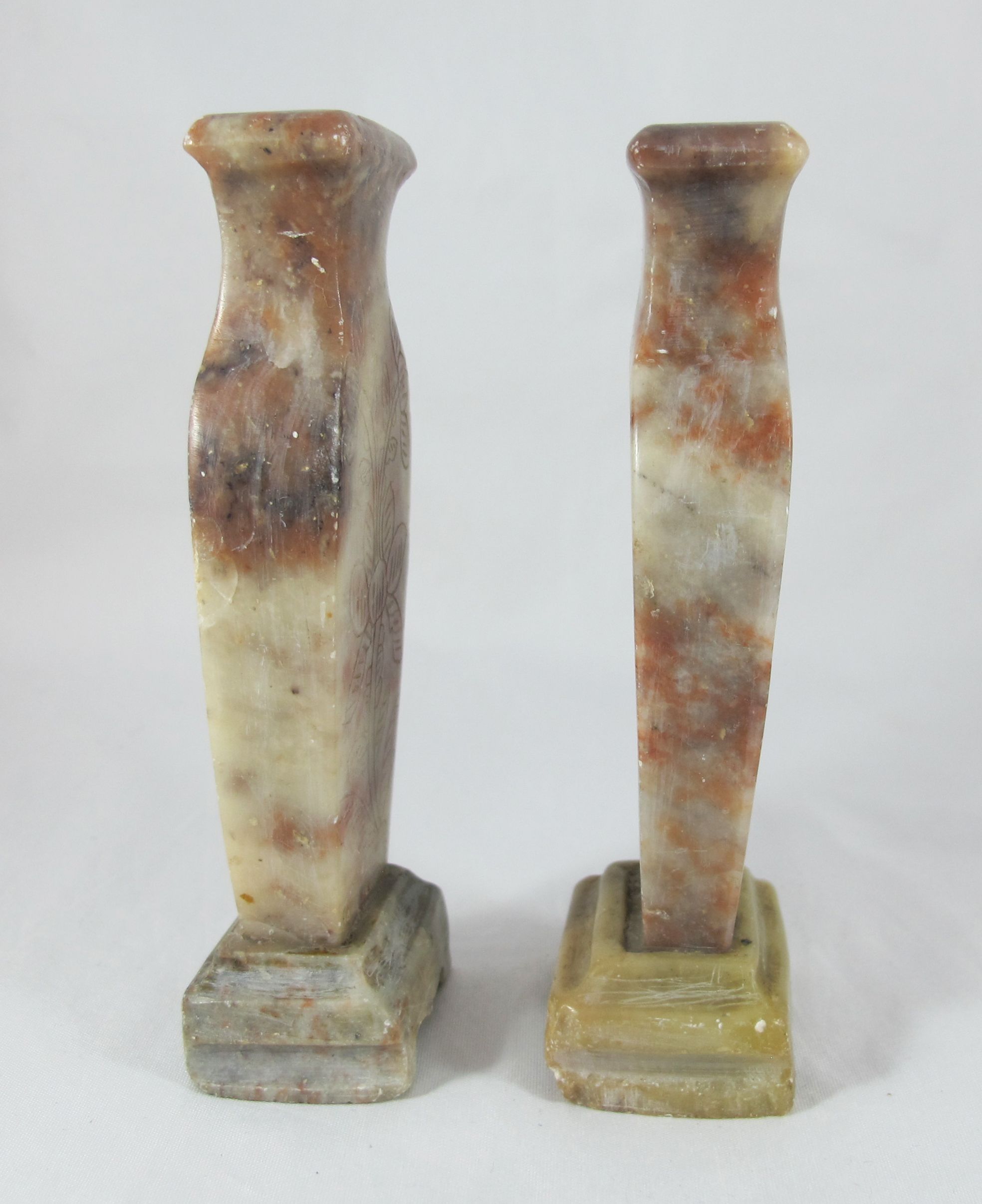 pair of small vases in hard stone carved Chinese China
