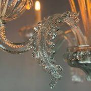 Venetian chandelier in colorless Murano glass, 6 light arms, circa 1940