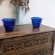 Blue Blown Glass Plant Pots – Elegant Handcrafted Pair