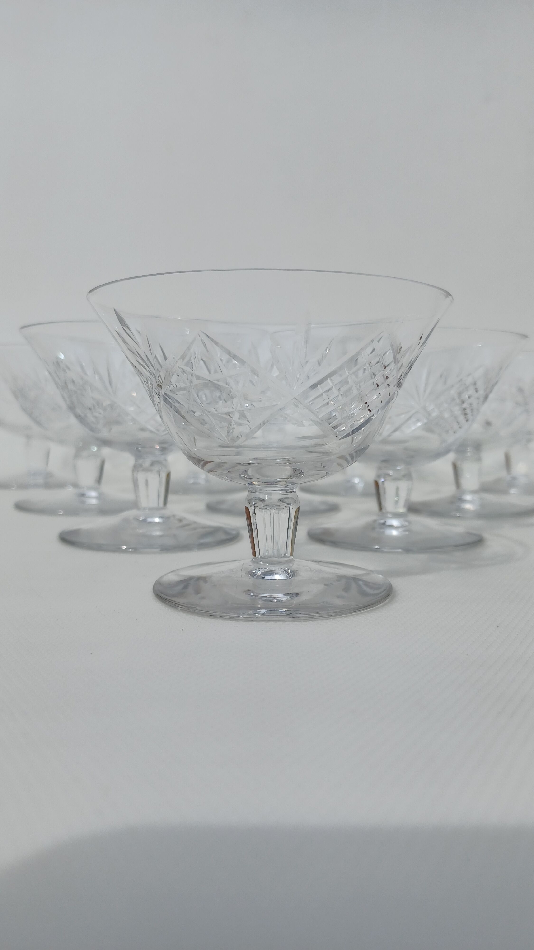 10 crystal champagne glasses from Saint Louis.