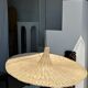 Large suspension, rattan luminaire in hat shape D:80cm