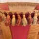 Grand abat-jour en peau et velours vintage