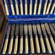 Box of 24 ivory and engraved silver metal cutlery - 19th century