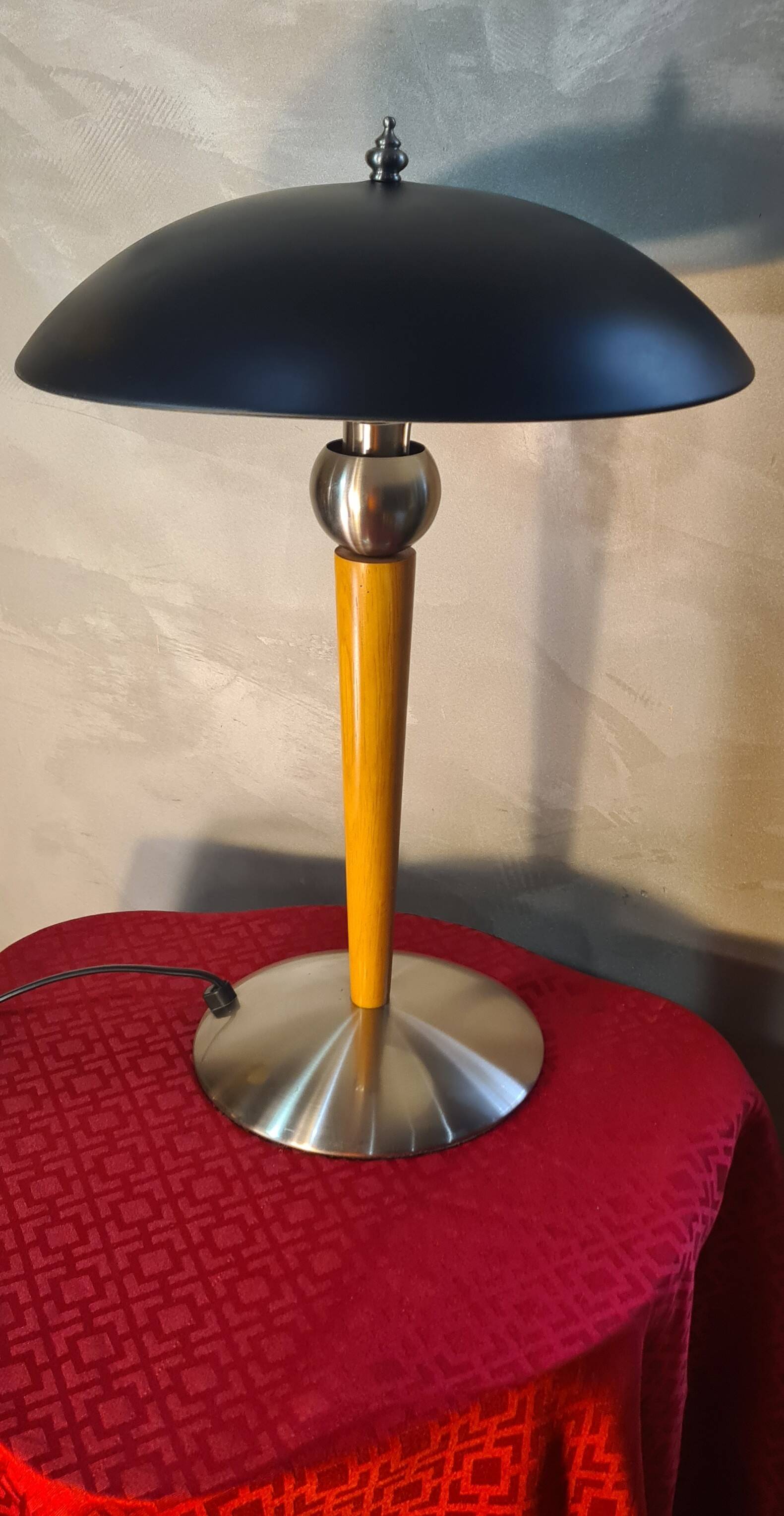 matt black liner desk lamp in wood and metal 49x32 electric ok