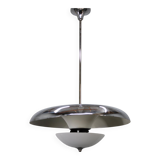 Art Deco chrome and opaline glass chandelier by Napako, 1930s