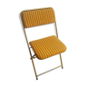 Old folding chair lafuma metal gold with fabric yellow stripes vintage