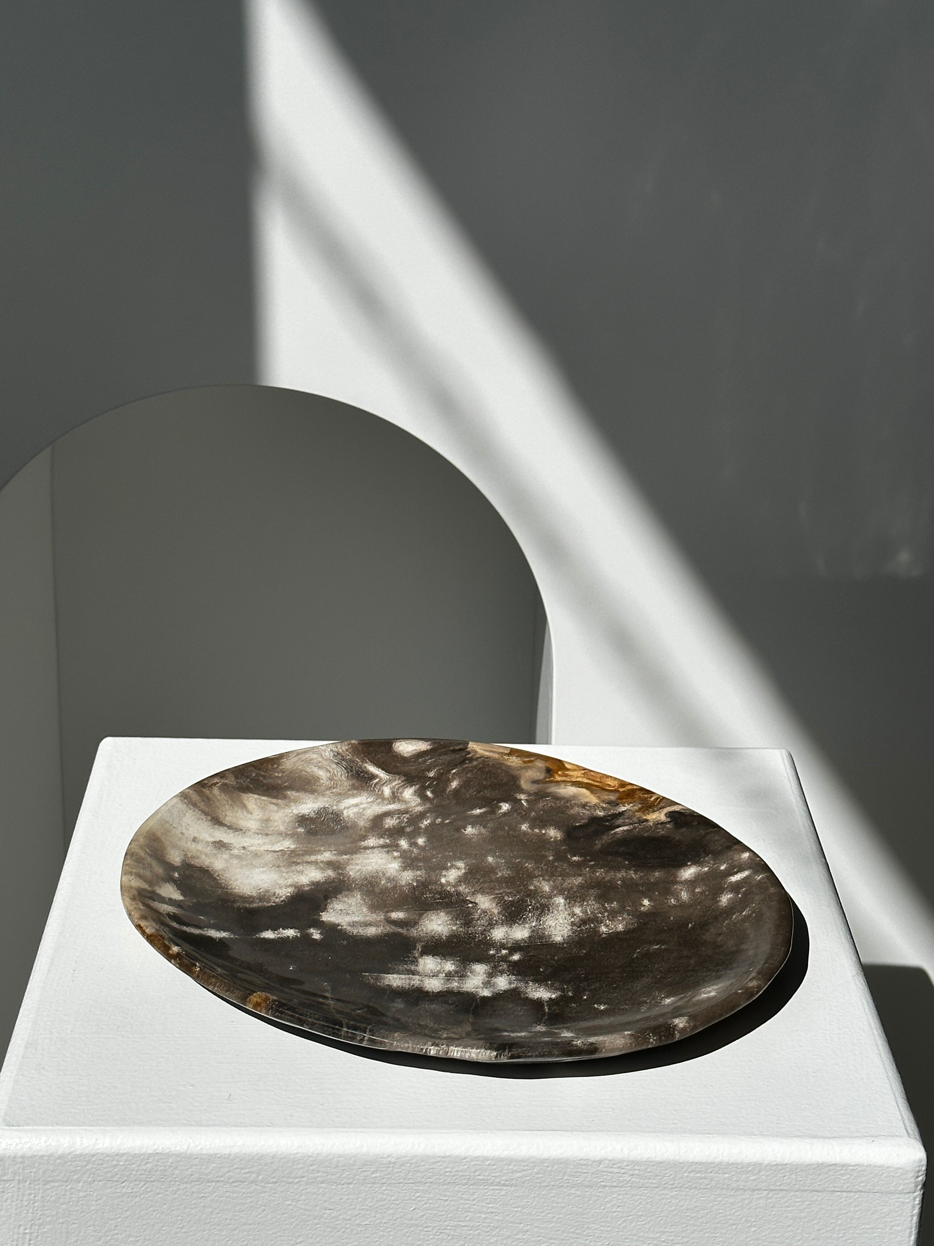 Dish in petrified wood