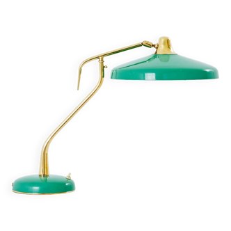 Oscar Torlasco for Stilux Milano table lamp green metal brass 1950s