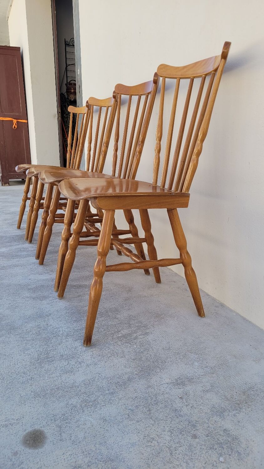 Series of 4 bistro chairs signed Baumann tacoma model 1950 vintage