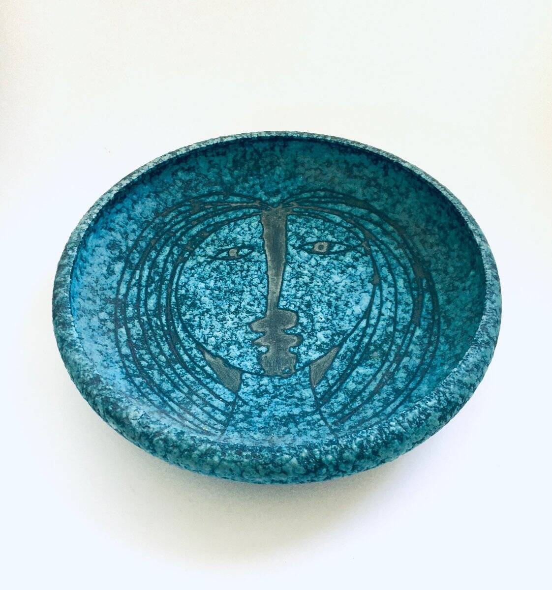 Art Ceramics Sgraffito Face Bowl by Alvino Bagni for Raymor, 1960s