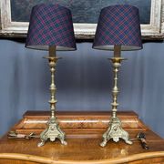 Pair of Renaissance lamps. Gilded bronze.