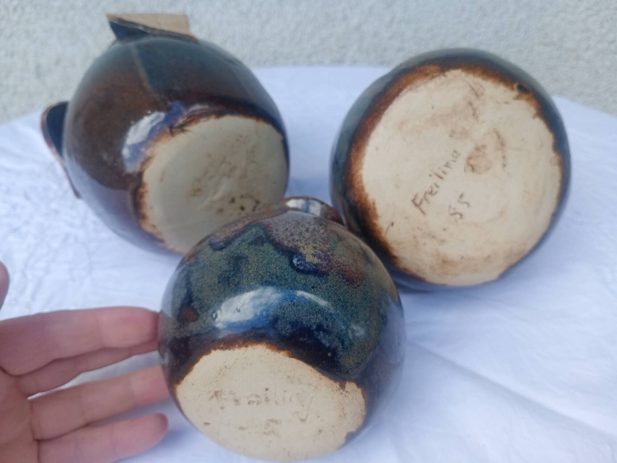 Atelier Freiling 3x round vase for small bouquet in stoneware Autumn ambiance