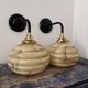Pair of wall lights in marbled opaline
