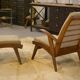 Fauteuil scandinave et deux ottomans 1960’s