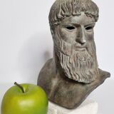 Bust of Poseidon in patinated plaster on plaster base,
